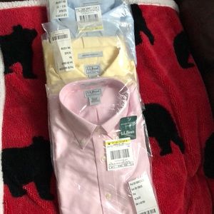 3 LL Bean wrinkle resistant long sleeve button up shirts